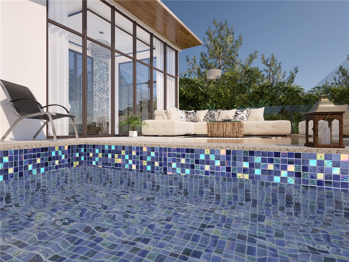 Purple Blue Electroplating Starry Sky Glass Mosaic Tiles for Swimming Pool