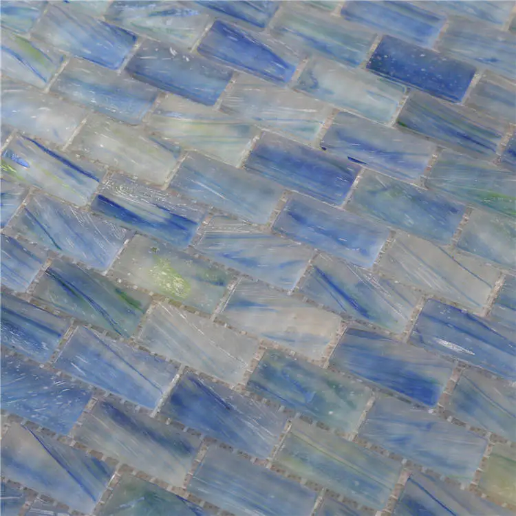 Luxury Blue Glass Mosaic Pool Tiles Sheets for Swimming Pool NM765