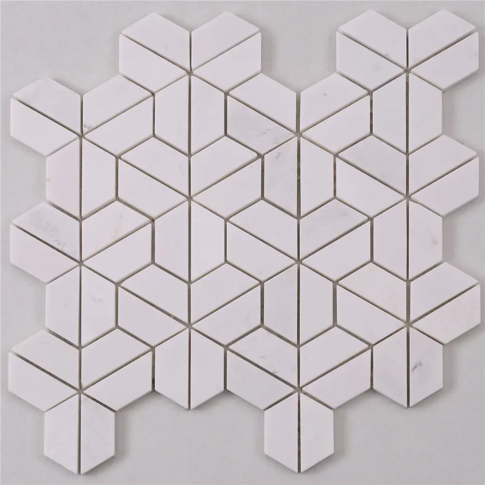 HTA5 Basket Italian White Stone Marble Mosaic Flooring Tile