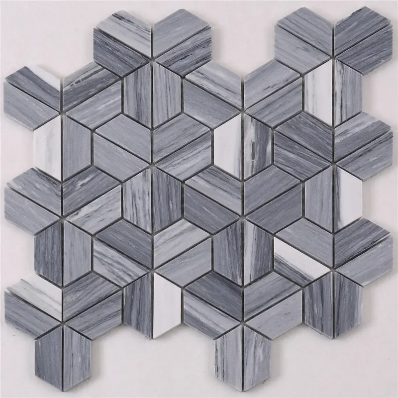 HTA6 Arrow Shape White Gray Stone Marble Mosaic Backsplash Tile