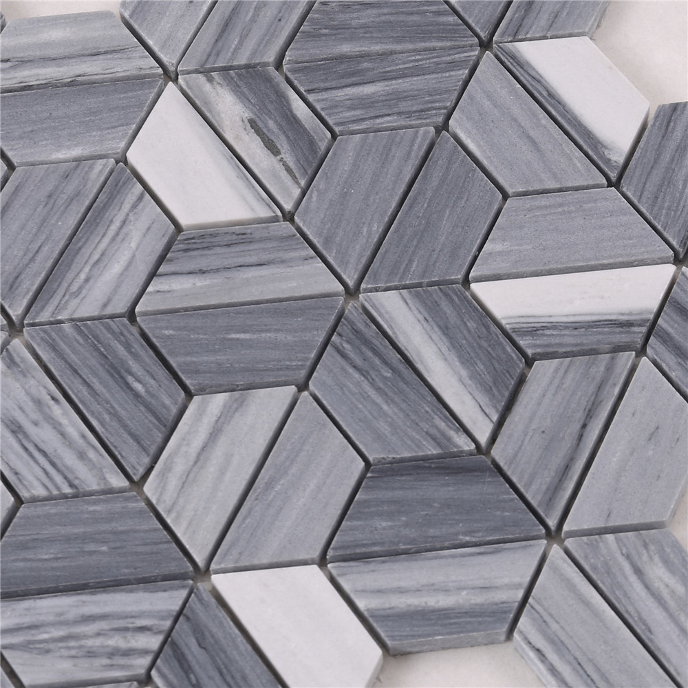 HTA6 Arrow Shape White Gray Stone Marble Mosaic Backsplash Tile