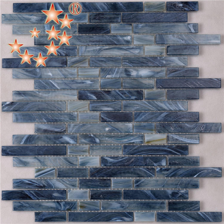 Azure Crystal Glass Strip Mosaic Tile from Foshan Factory NT764