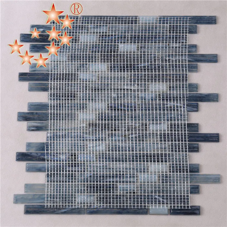 Azure Crystal Glass Strip Mosaic Tile from Foshan Factory NT764