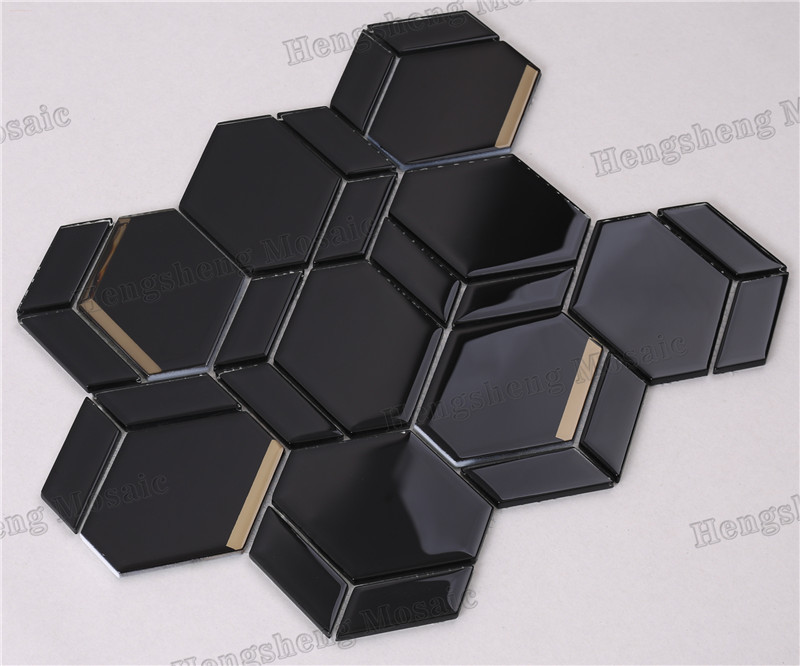 Modern  Irregular Beveled Mix Pattern Glass Mosaic Tiles HMB275