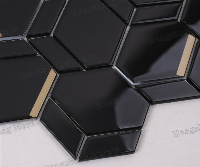 Modern  Irregular Beveled Mix Pattern Glass Mosaic Tiles HMB275