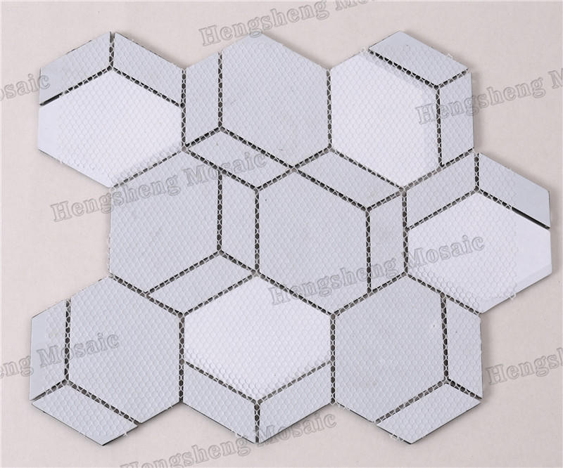 Modern  Irregular Beveled Mix Pattern Glass Mosaic Tiles HMB275