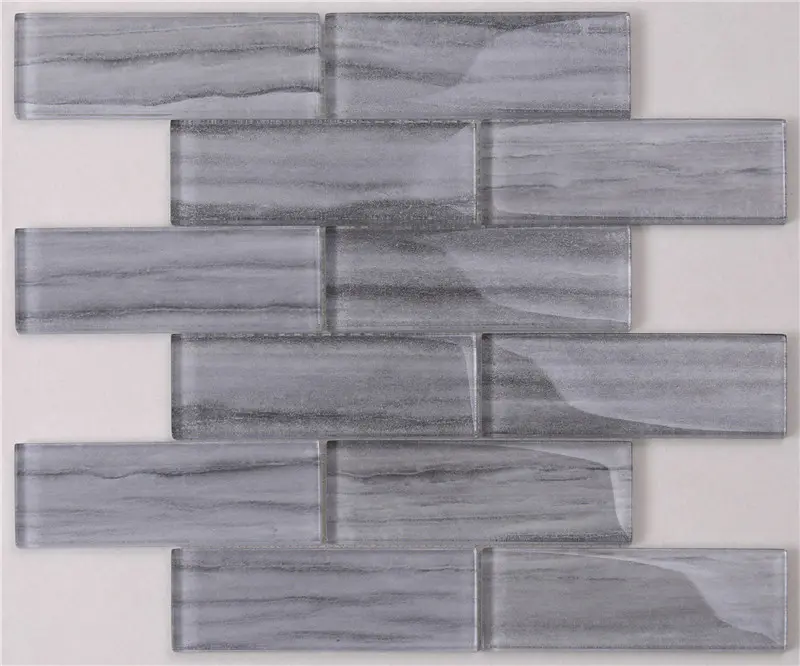 Newly Marble Look Grey Glass Mosaic Tile For Indoor / Outdoor Wall Docoration HSGW14-C