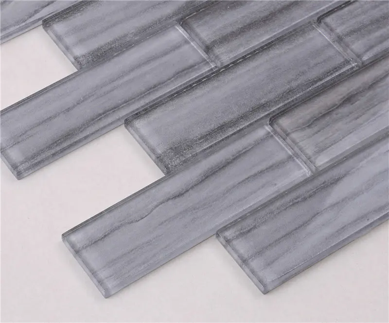 Newly Marble Look Grey Glass Mosaic Tile For Indoor / Outdoor Wall Docoration HSGW14-C