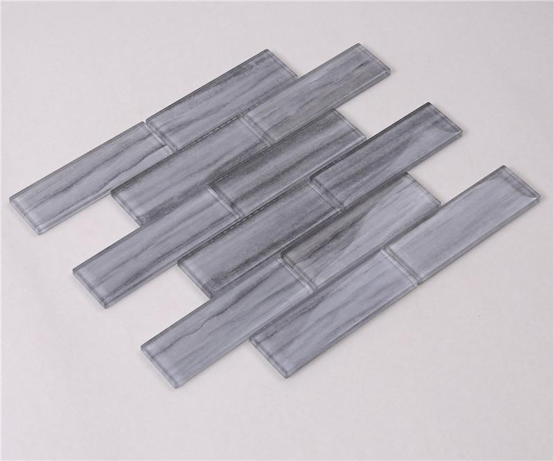 product-Newly Marble Look Grey Glass Mosaic Tile For Indoor Outdoor Wall Docoration HSGW14-C-Heng X