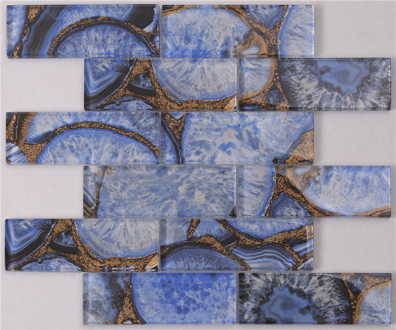 Luxury Agate Jade Glass Mosaic Tile for Feature Wall Decoration --HSGW12-D
