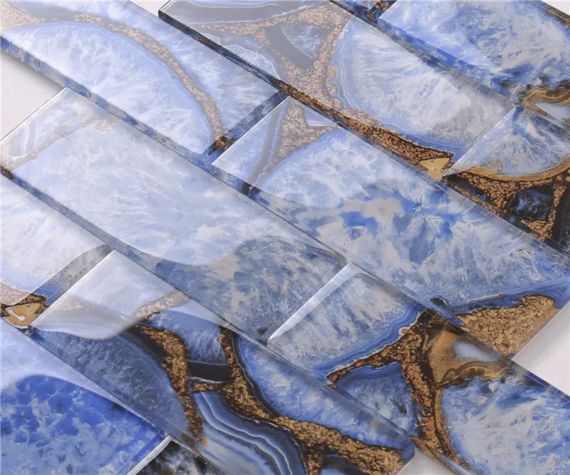 Luxury Agate Jade Glass Mosaic Tile for Feature Wall Decoration --HSGW12-D