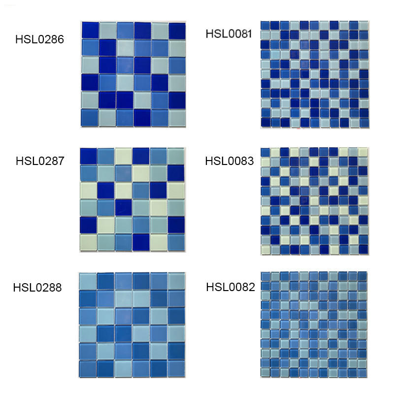 Popular Blue Glass Pool Mosaic Swimming Pools Tiles HSL0286