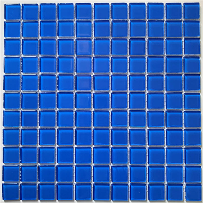 1x1 Blue Crystal Glass Mosaic for Swimming Pool HSL0077