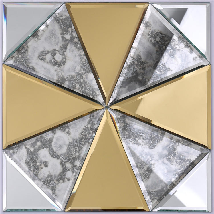 Gold and Silver Glass Mosaic Mirror Tiles for Wall Decoration HSPJ12
