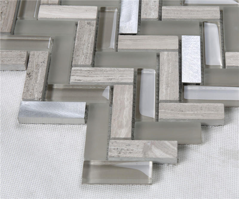 Top white glass tile metallic factory for kitchen-3