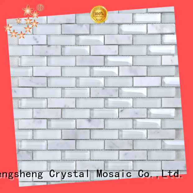 Heng Xing crystal blue beveled subway tile factory price for living room