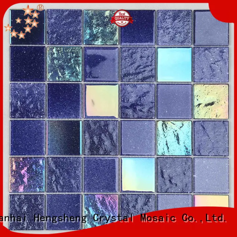 blue glass mosaic tile floor for bathroom Heng Xing